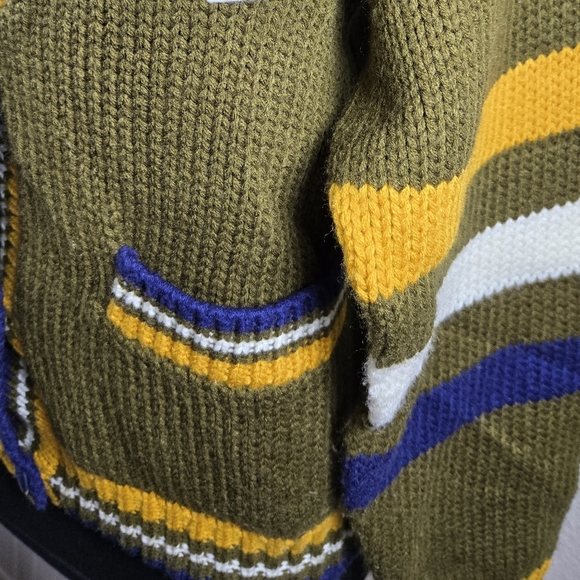 Women’s Olive Green Chunky Knit Striped Sweatshirt- Size XS - Picture 11 of 13